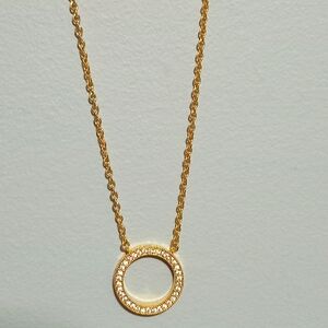 Pandora Signature Pave & Hearts Circle Pendant Necklace